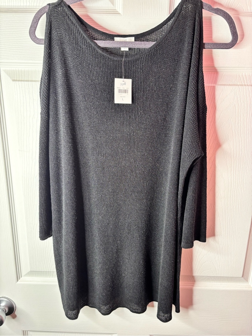 J. Jill Black Off-the-Shoulder Knit Top